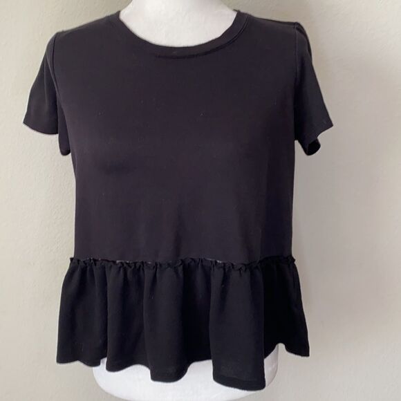 Tresics Black Ruffled Peplum Top Large - Picture 1 of 4